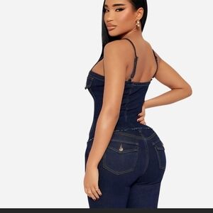 Fashion Nova Dark Blue Women's Jeans Overalls